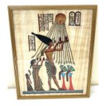 Vintage framed Egyptian painting on silk, approximate measurements of frame: Height 38cm, Width 30cm