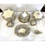 Selection of booths "floradora" part dinner service includes plates, meat plates, tureens etc