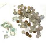 Assorted coins to include some silver pre 1947 coins, half crowns, one pennies etc