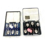 2 Cased silver spoon sets