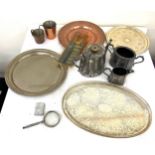 Selection brass and copperware