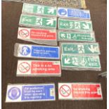 Selection of 12 Warning/ Health and safety Sticker signs and 7 other signs