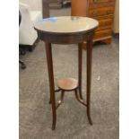 Occasional mahogany inlaid table 28" tall 15" round