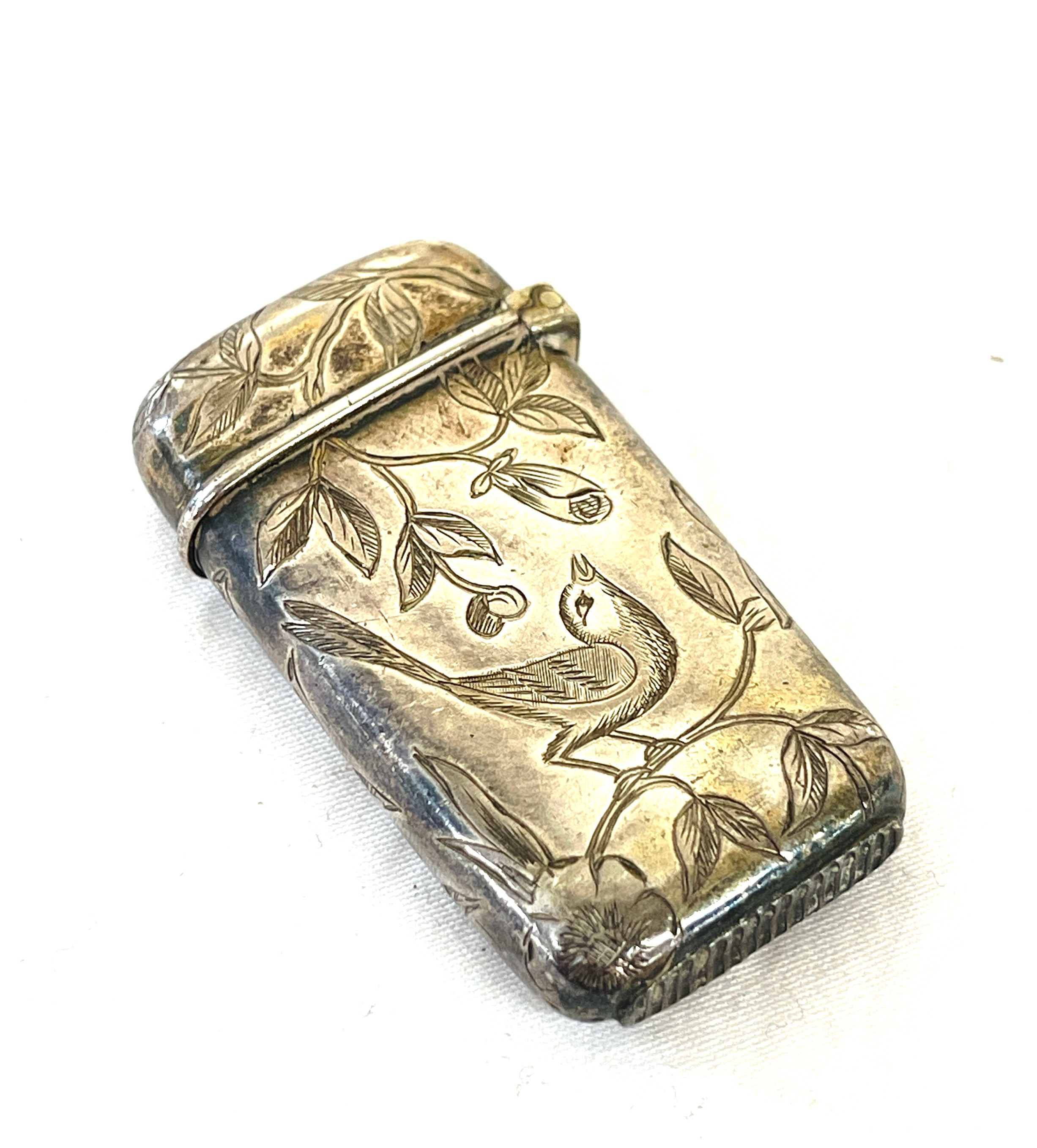 Small ornate hallmarked silver vesta match holder / striker, approxiamte height 4.5cm, approximate - Image 3 of 5