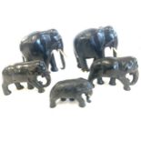 Set of 5 elephant ornaments - some have damage