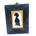 Small framed painted glass silhouette, approximate frame measures Height 6.5 inches, Width 5 inches