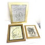 3 framed pictures, largest measures: 17 inches by 14 inches