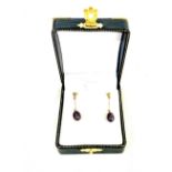 14ct Gold Tahitian black pearl earrings