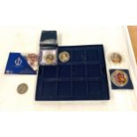 Selection of commemorative coins includes silver jubilee £5 etc