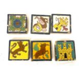 Selection miniature Mensaque Triana tiles, approximate size of each tile: 3inch square