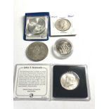 5 silver coins includes kennedy half dollars mexican cinco pesos & 1971 helsinki coin