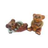 2 Wooden bear ornaments, largest measures approx 6.5" tall