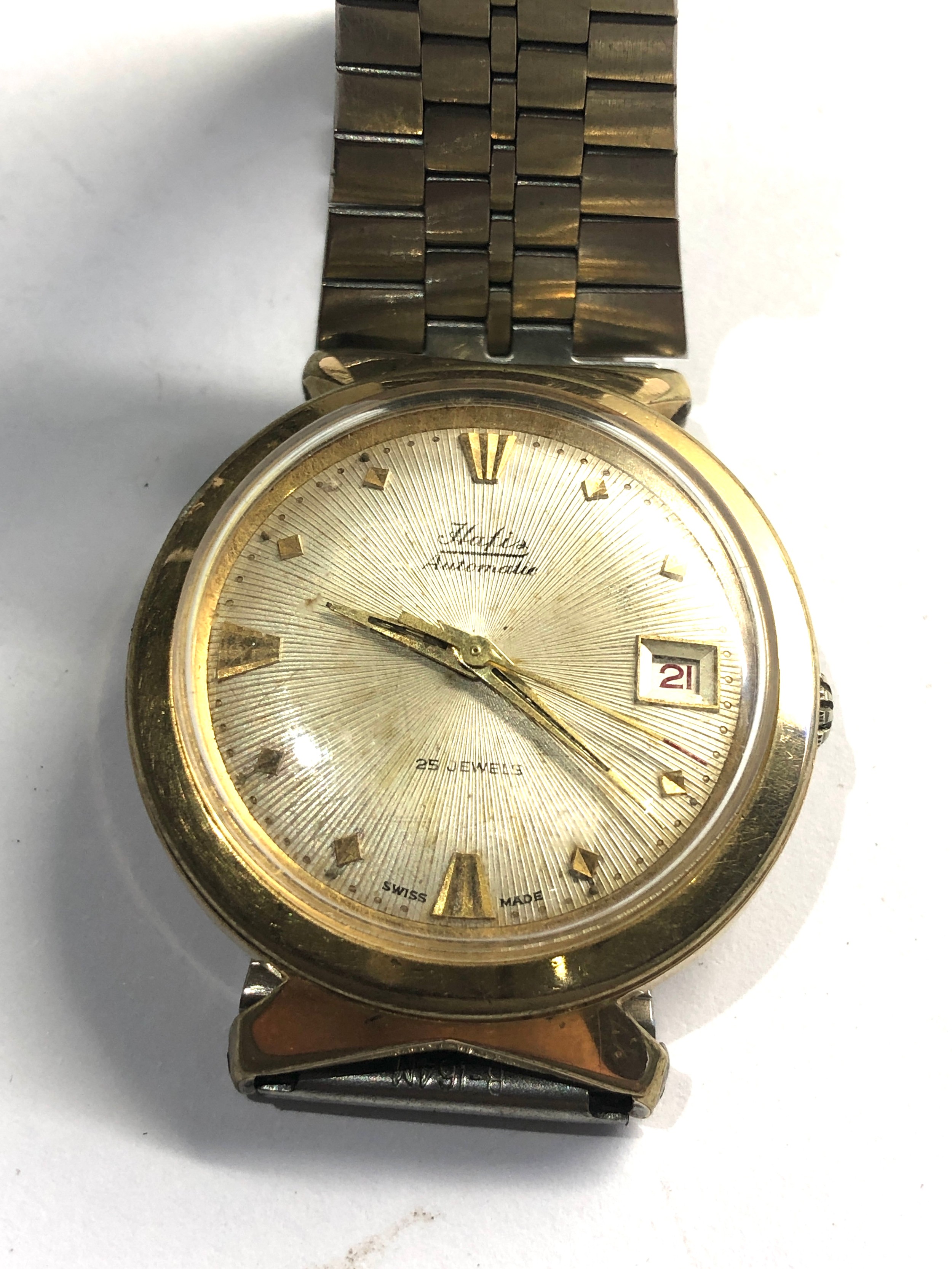 Vintage gents Hafis automatic 25 jewel wristwatch the watch is ticking but no warranty given