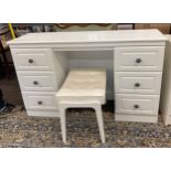 6 draw dressing table and stool, measures approx 29.5" tall 49" wide 15" depth