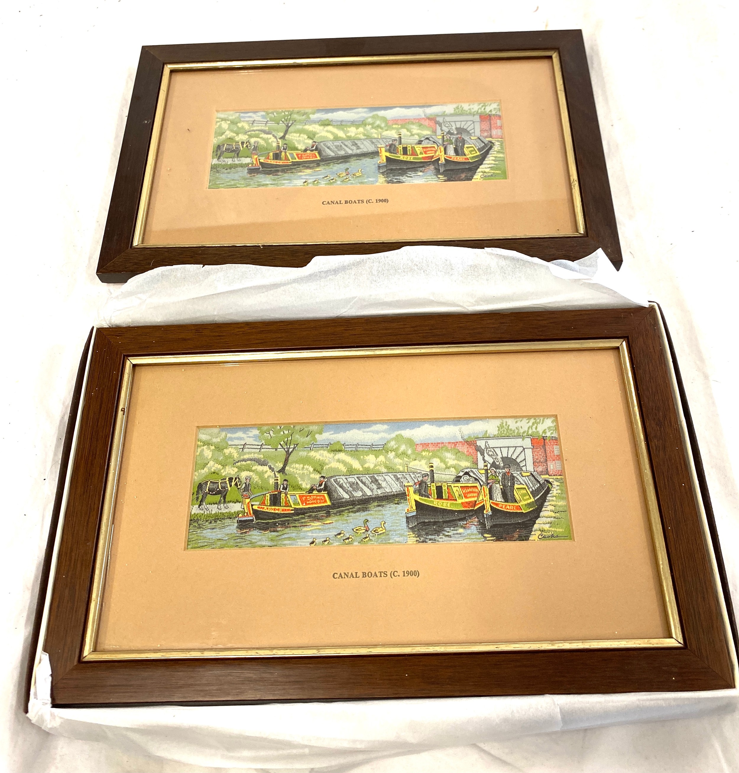 3 framed Woven pictures of boats measure approx 13" by 8.5" - Image 3 of 5
