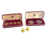 2 Boxed Jersey 1966 coin sets with 2 vintage buttons