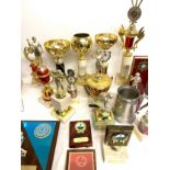 Large selection of trophies to include Darts, bowls etc