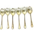 Set 6 hallmarked silver teaspoons, silver pair of sugar tongs, total approximate weight 94.1g