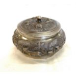 Indian silver lidded trinket pot weight approx 104.7g
