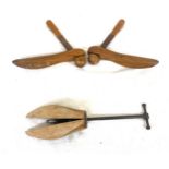 Pair of vintage wooden shoe stretchers and 1 other