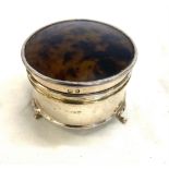 Silver hallmarked trinket box with tortoiseshell lid