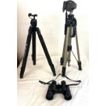 Pair of Prisma 8x40n field 6.5 binoculars and 2 tripod stands