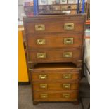 2 Reprodux campaign chests measure approx 22" tall 24" wide 13" depth handle missing on one