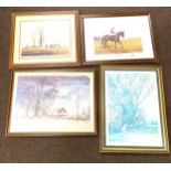 4 Framed pictures largest measures 23" by 17"