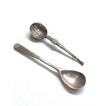 2 antique silver salt spoons inc celtic design spoon