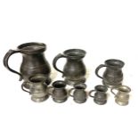 Selection of Victorian/ Georgian pewter measuring jugs