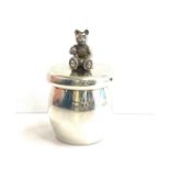 Silver hallmarked pill box with teddy bear lid weight approx 24g