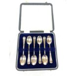 Cased silver spoon set weight approx 74 grams
