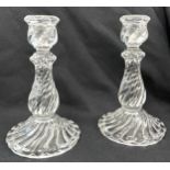 Pair of Baccarat crystal glass candle sticks measures approx 7" tall