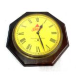 Vintage Bass octagonal advertising wall clock, untested