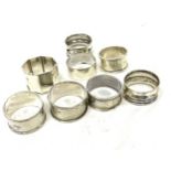 Selection of silver napkin rings weight approx 131 grams