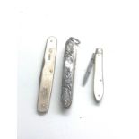 Selection antique silver pen knives