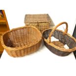 3 Vintage wicker baskets to include sewing