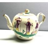 18th century famille rose porcelain teapot hand painted age related damage chipped and