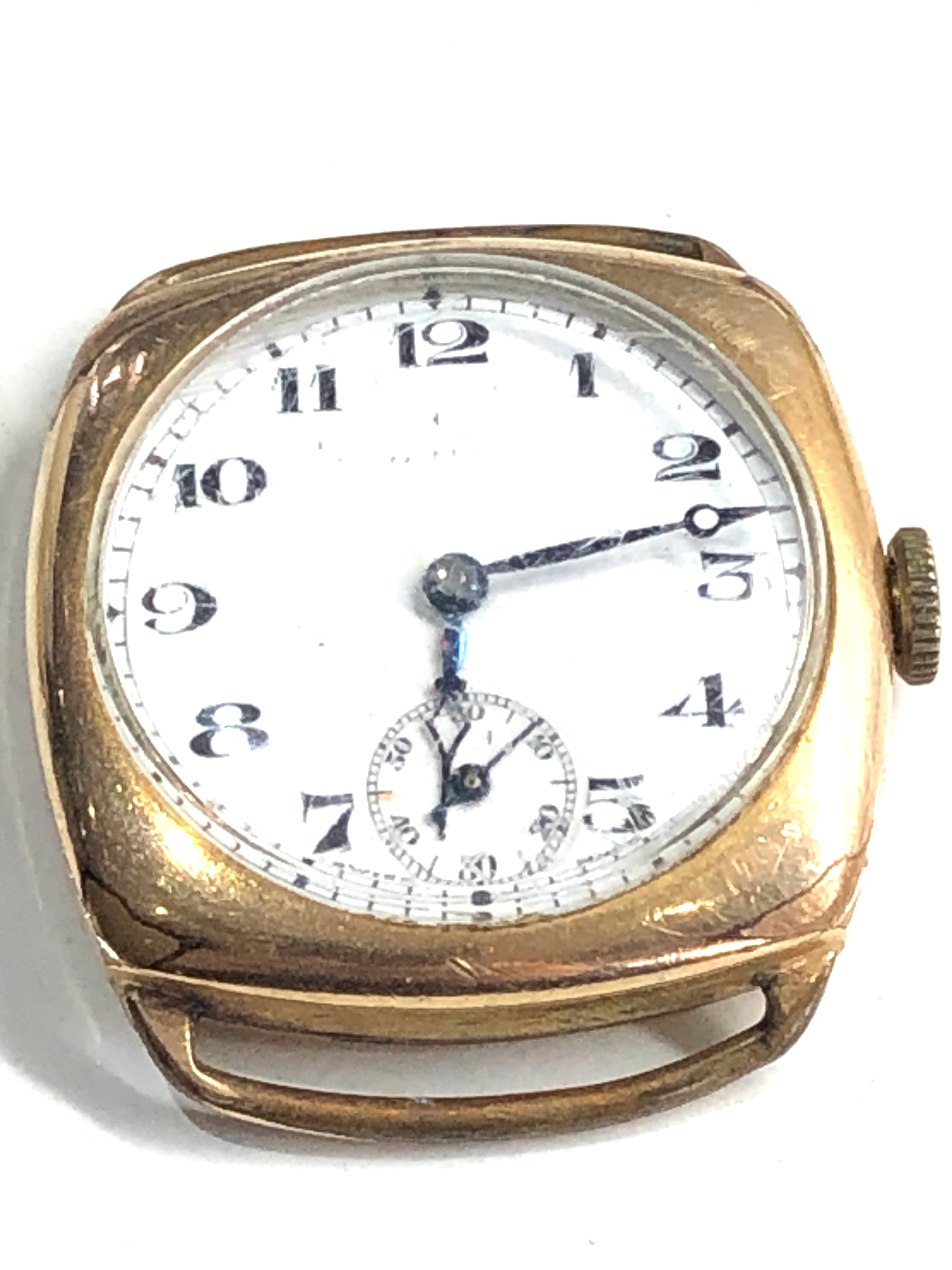 1930s Omega gold plated gents wristwatch the watch is ticking but no warranty given engraved on back