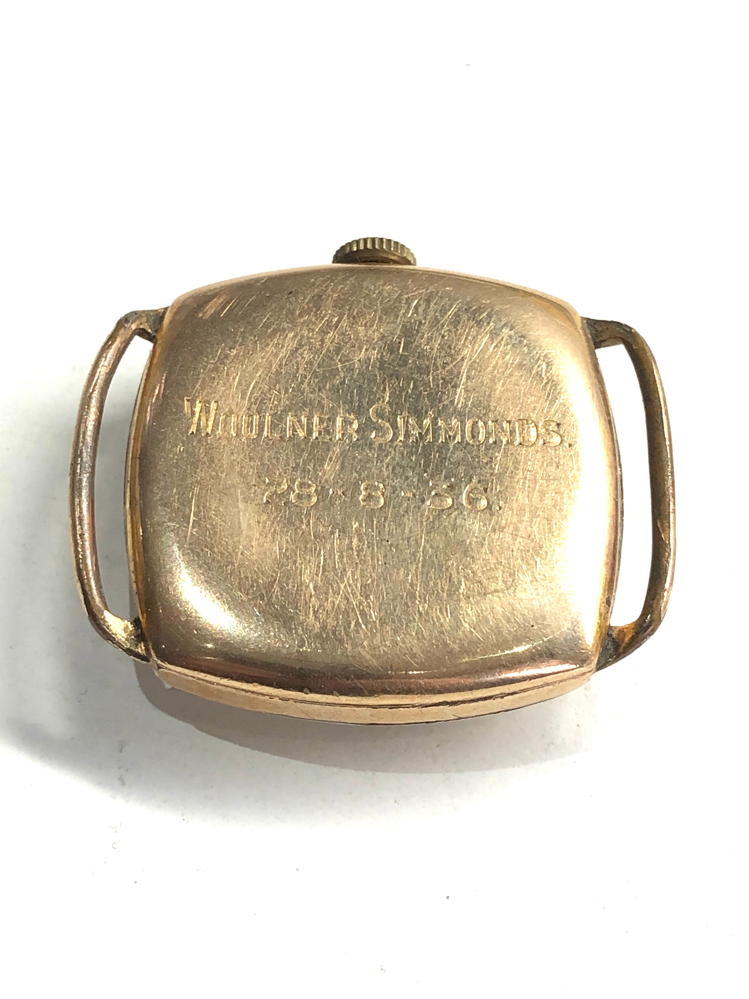 1930s Omega gold plated gents wristwatch the watch is ticking but no warranty given engraved on back - Image 3 of 6