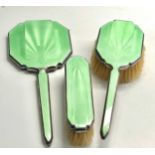 Antique silver & enamel brush set enamel ware as shown