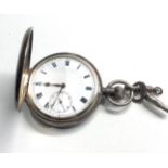 Antique silver half hunter pocket watch watch is ticking but no warranty given