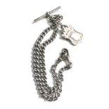Antique silver double albert watch chain & fob 49g