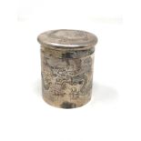 Chinese silver lidded pot measures approx 8.5cm tall lid 7.2cm dia weight 176g