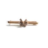 9ct gold antique seed pearl set ribbon bow bar brooch (3.9g)