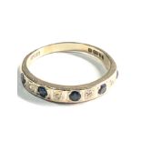 18ct white gold vintage sapphire & diamond half-eternity ring (3.1g)