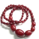 Vintage cherry amber bakelite bead necklace with no internal streaking, 55g