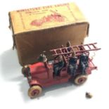 Vintage boxed lead Johillco miniature fire engine in original box some figures damaged and missing