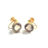 9ct gold vintage smoky quartz screw-back earrings (2.5g)