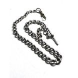 Antique silver albert watch chain 34g t-bar & clip not silver